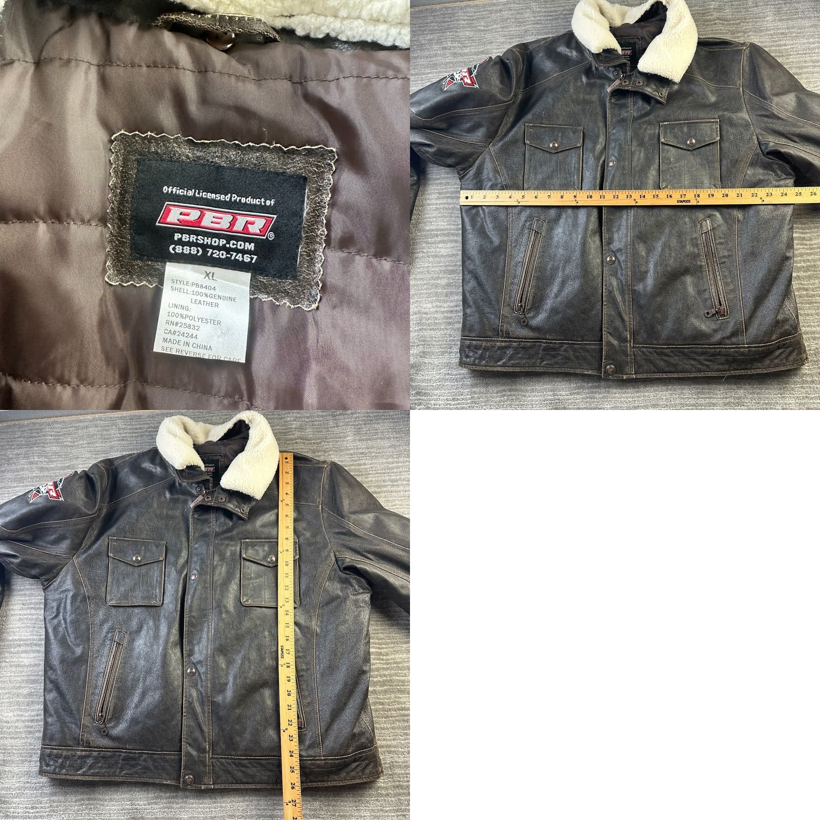 Vintage VINTAGE PBR Jacket Mens XL Brown Leather 2017 World Finals Bomber Jacket Zip Logo Zipper Size US XL / EU 56 / 4 - 8 Thumbnail