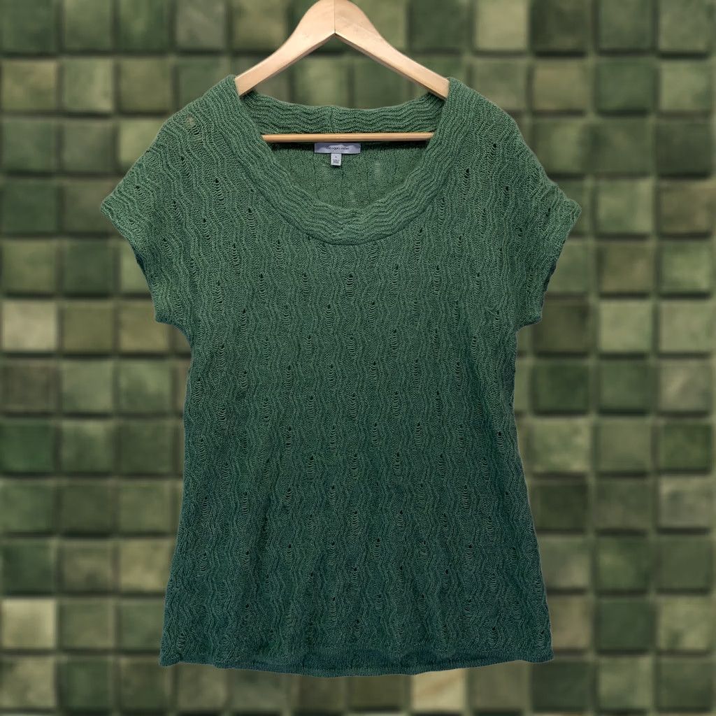 Vintage Classiques Entier Women’s L Mohair/Wool/Alpaca/Silk Green Short Sleeve Sweater Size 36" / US 14 / IT 50 - 1 Thumbnail