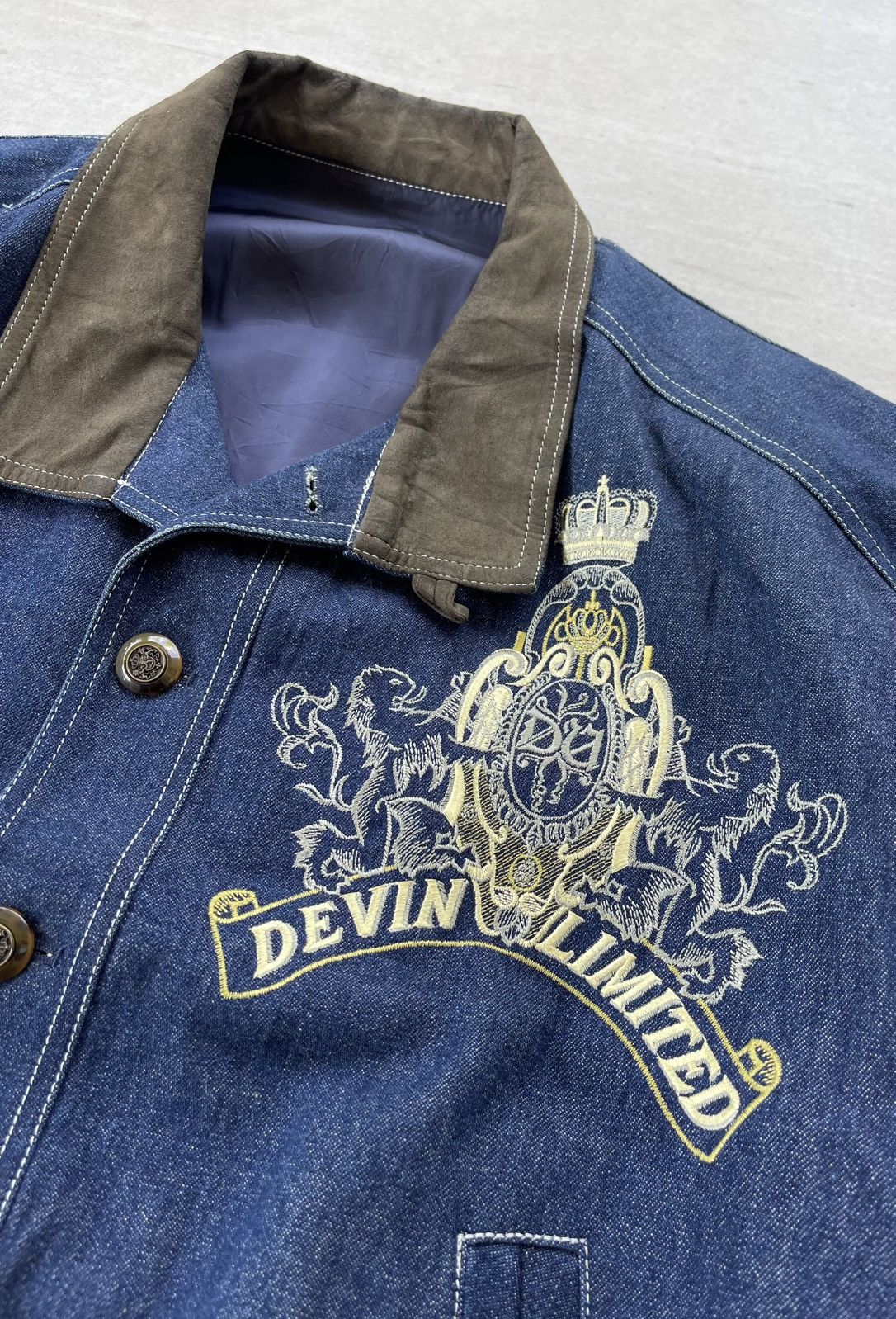 Japanese Brand 🔥VINTAGE 90'S DEVIN JAPAN EMBROIDERED DENIM BOMBER JACKET Size US M / EU 48-50 / 2 - 4 Thumbnail