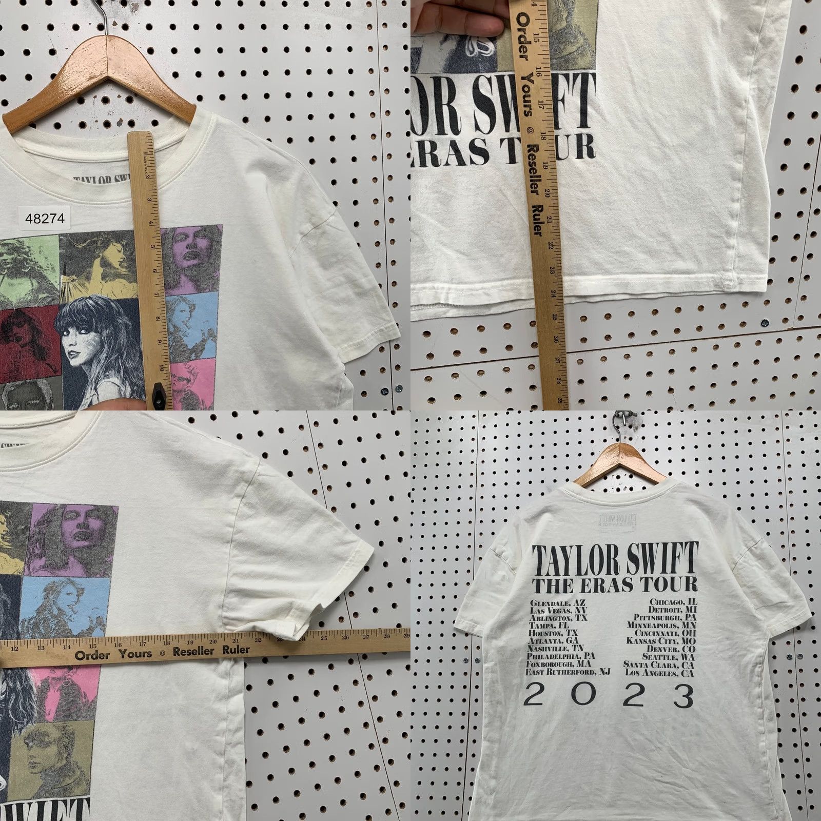 Vintage Taylor Swift T Shirt Mens Medium White The Eras Tour Music Concert Size US M / EU 48-50 / 2 - 8 Thumbnail