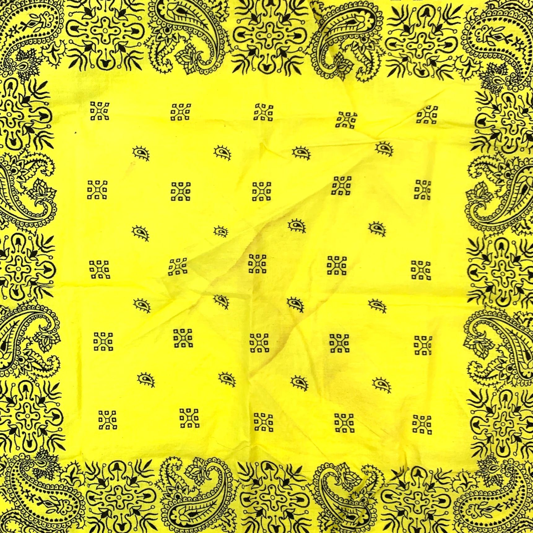 Vintage VINTAGE Bandana 20.5"x20.5" Yellow Paisley Western 100% Cotton USA Unbranded Adults Unisex Shirt Hat Other Size ONE SIZE - 2 Thumbnail