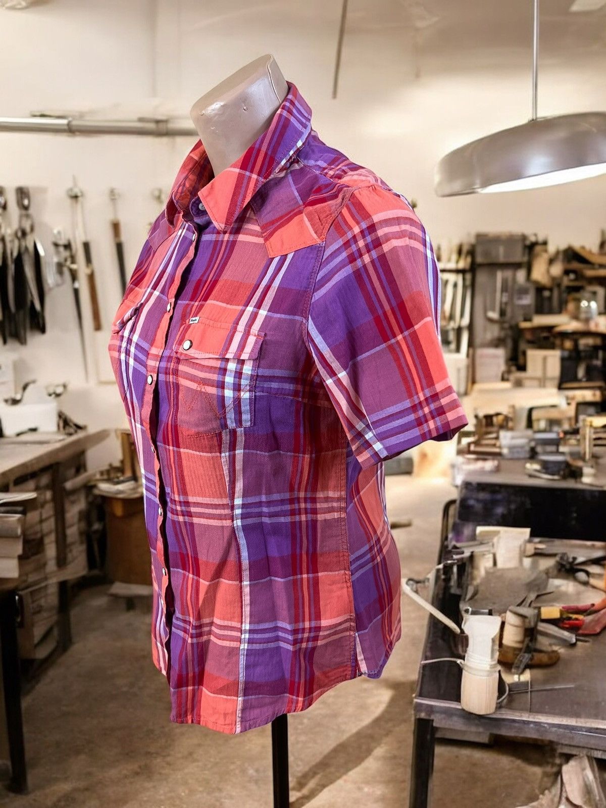 Wrangler Wrangler short sleeve checked cotton shirt size M Size M / US 6-8 / IT 42-44 - 4 Thumbnail