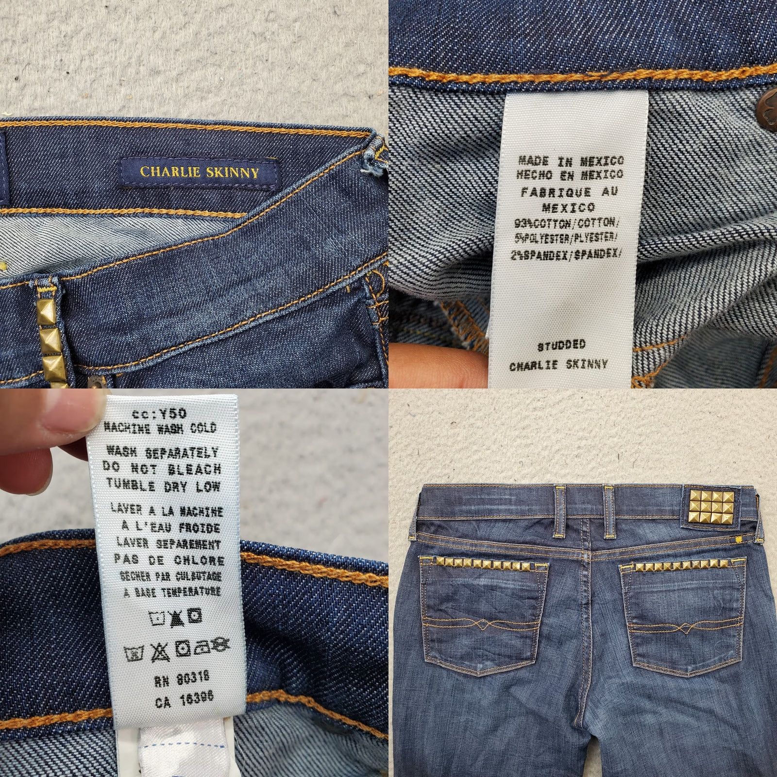 Lucky Brand Lucky Brand Charlie Skinny Jeans Women 4 Women 4 Denim Blue 5-Pocket Design Pocket Stud Embellishment Size 27" / US 4 / IT 40 - 8 Thumbnail