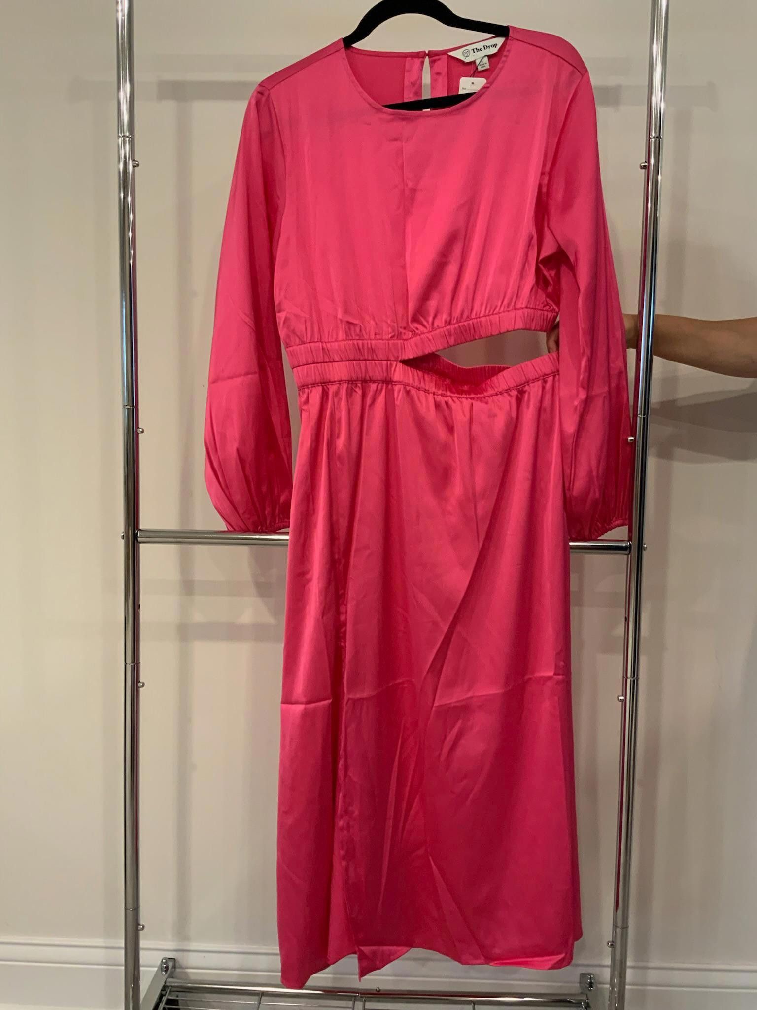 Designer Vibrant Pink Midi Dress by The Drop Size L / US 10 / IT 46 - 1 Thumbnail