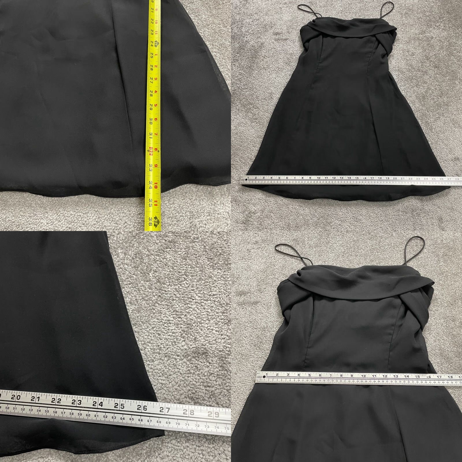 Betsy & Adam Vintage A-Line Dress Womens 14 Black Knee Length Back Bow  Cocktail Dress