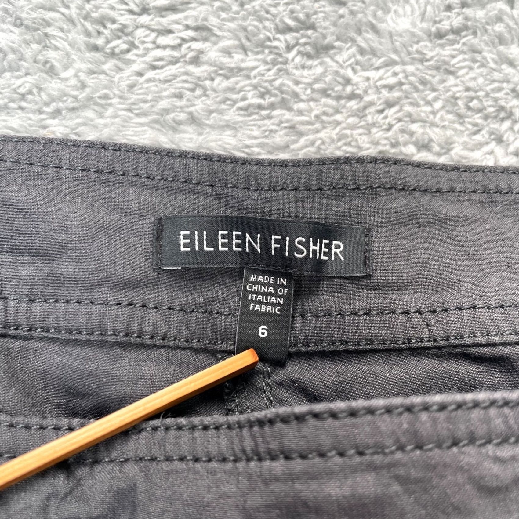 Eileen Fisher Eileen Fisher Pants Womens 6 Black Viscose Spandex Linen Straight Leg Casual Dressy City 30 in Inseam Mens? Size 28" / US 6 / IT 42 - 3 Thumbnail