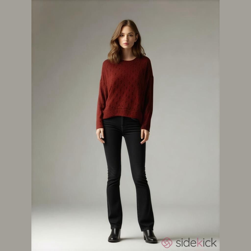 Other Mododoc HiLo Eyelet Sweater Small Burgundy Wine Long Sleeve Size S / US 4 / IT 40 - 1 Thumbnail