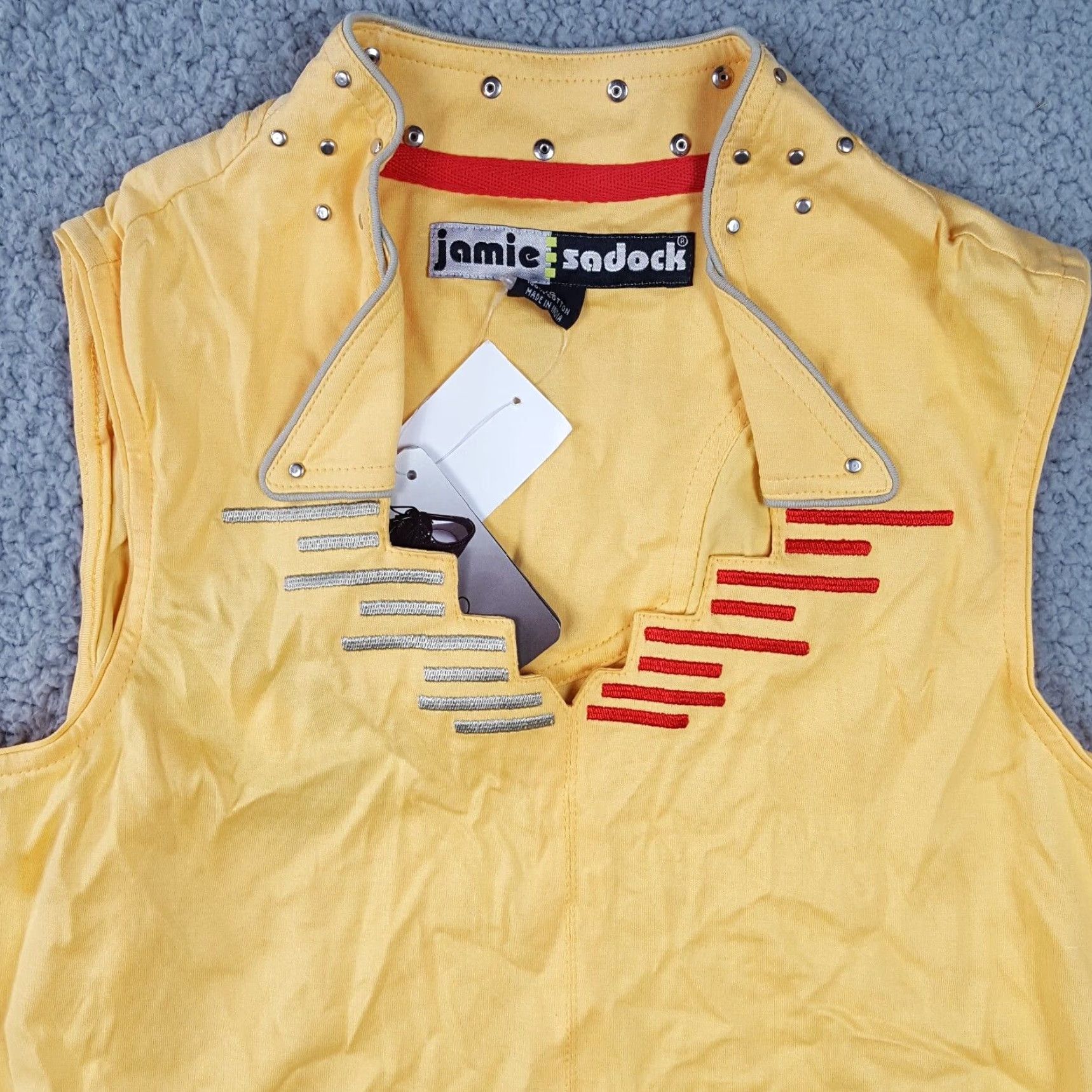 Vintage VINTAGE Jamie Sadock Yellow Sleeveless Collared Women's Small Tennis Golf Polo Shirt 90s Retro Size S / US 4 / IT 40 - 2 Thumbnail