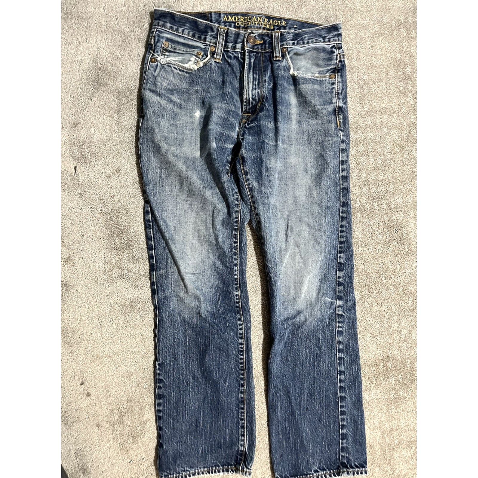 American Eagle Outfitters American Eagle Outfitters Jeans Main Selling Point Slim Straight Denim 30x30 28-30 Inseam Blue 5-Pocket Distressed Leather Logo Belt Loops Mens Jeans Size US 28 / EU 44 - 3 Thumbnail