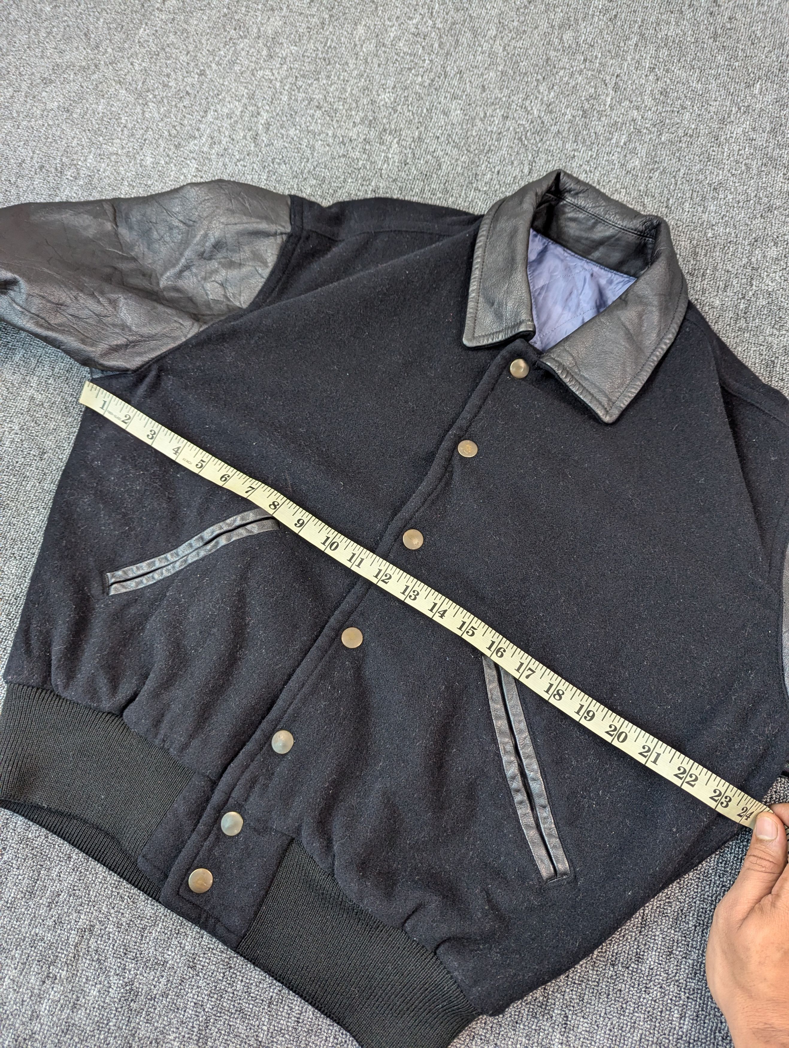Japanese Brand Vintage Jun Men Sleeve Leather Wool Varsity Jacket Size US M / EU 48-50 / 2 - 9 Thumbnail