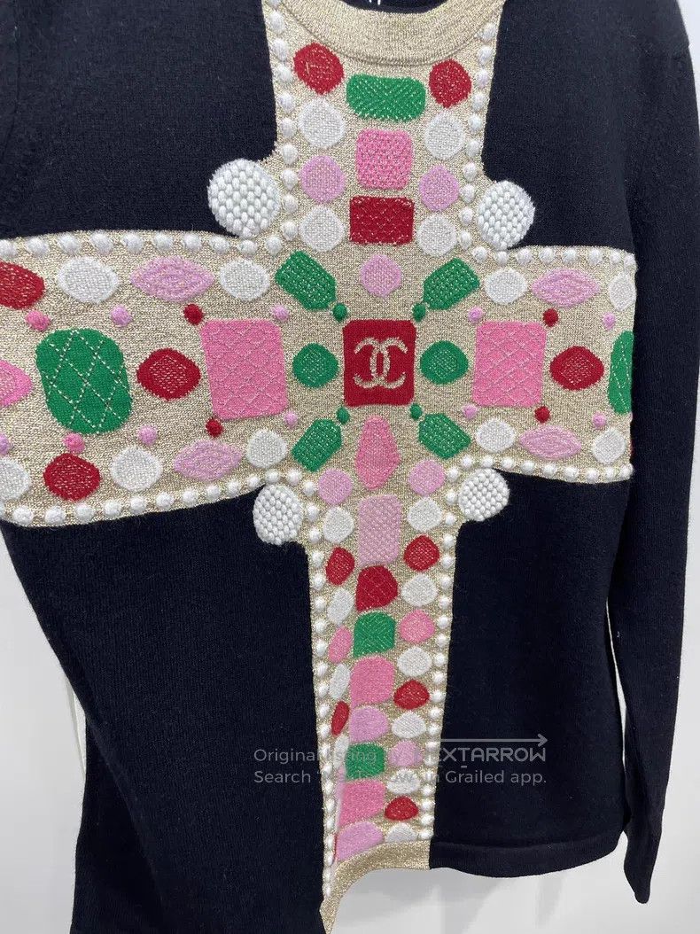 Chanel Chanel Knitted sweater with colourful gemstone pattern Size S / US 4 / IT 40 - 3 Thumbnail