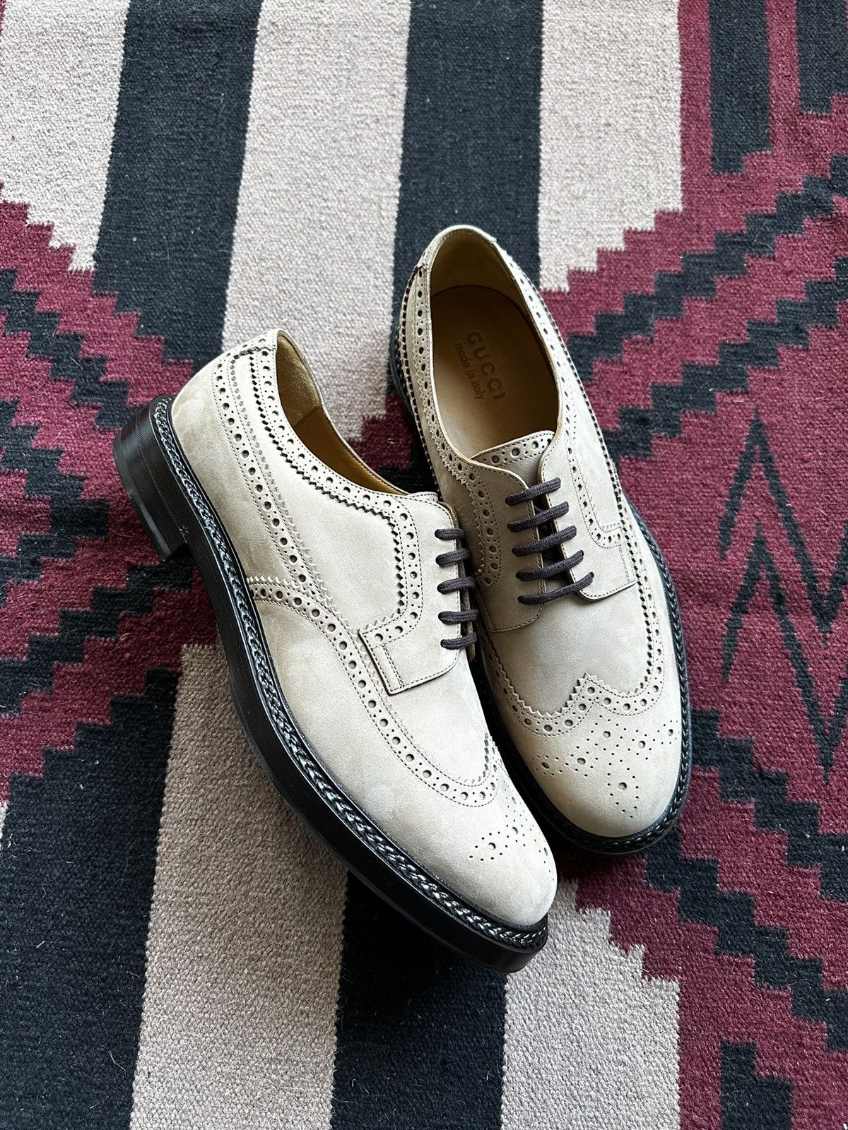 Gucci Gucci Suede Lasercut Accents Brogues Neutrals Oxfords Shoes Size US 10.5 / EU 43-44 - 4 Thumbnail