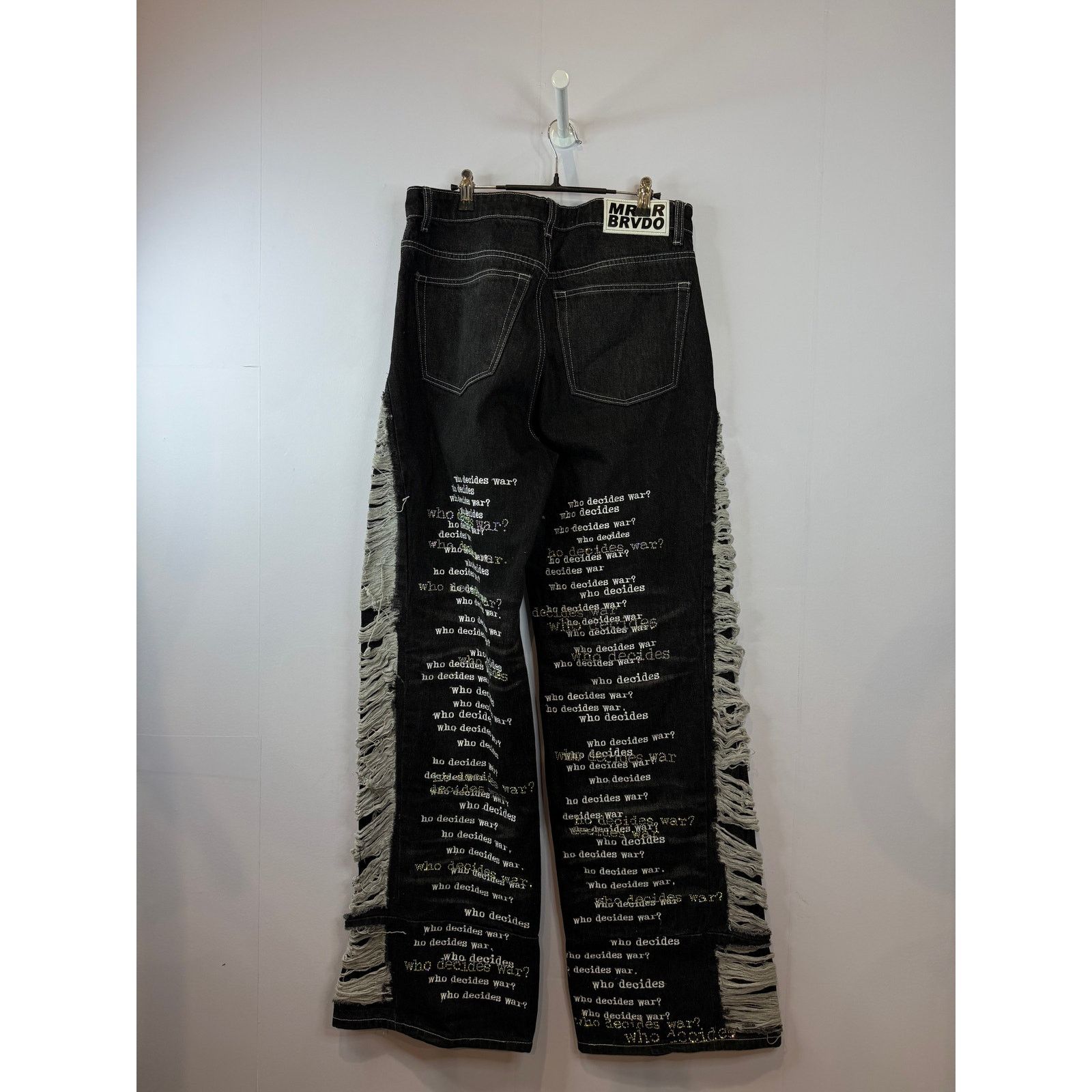 Who Decides War WDW Rhinestone Scripture Black Jeans Size US 32 / EU 48 - 2 Thumbnail