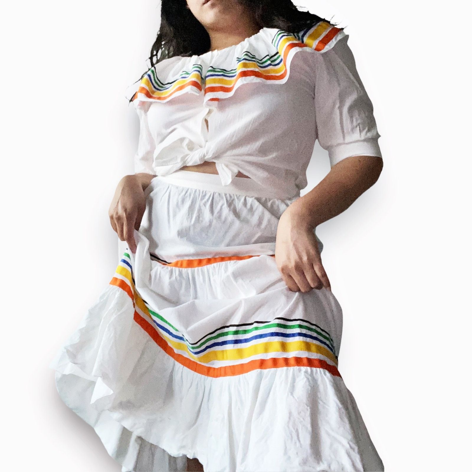 Vintage Vintage Howard Wolf Mexican Ruffle Collar Skirt Set Size XL / US 12-14 / IT 48-50 - 1 Thumbnail