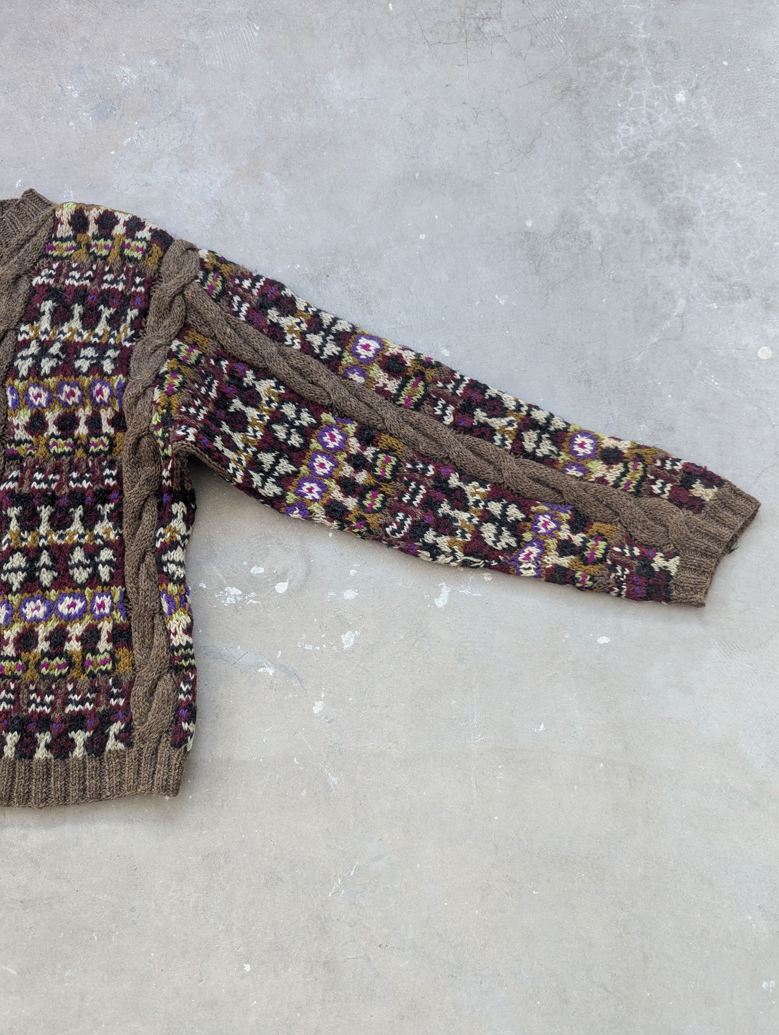 Aran Isles Knitwear × Japanese Brand × Vintage Vintage Wool Cable Knit Sweater Cropped Coogi Style Size M / US 6-8 / IT 42-44 - 4 Thumbnail