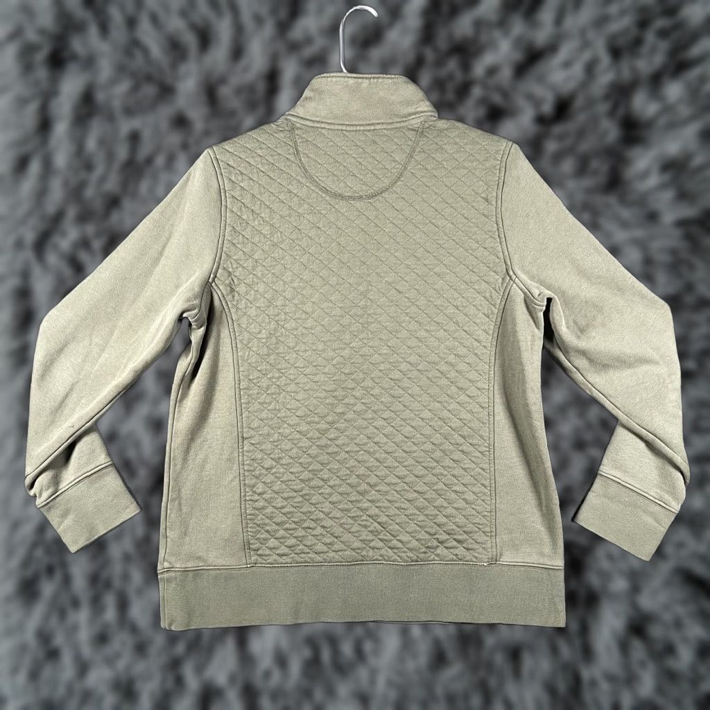 Vintage L.L. Bean Sweatshirt Mens M Green 1/4 Zip Mock Neck Quilted Pullover Geometric Logo Pockets Size US M / EU 48-50 / 2 - 1 Thumbnail