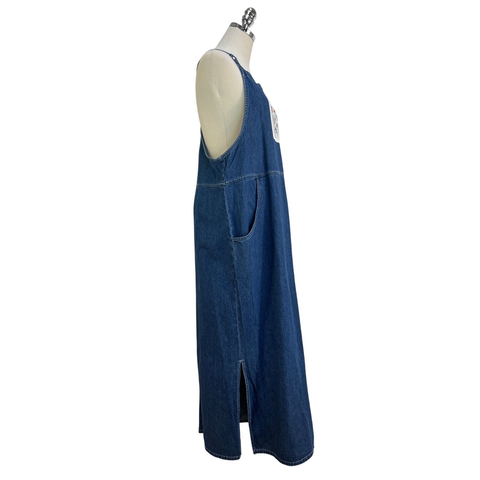 Vintage Vintage Denim Maxi Dress Floral Detail Embroidery Size XXL / US 16-18 / IT 52-54 - 6 Thumbnail