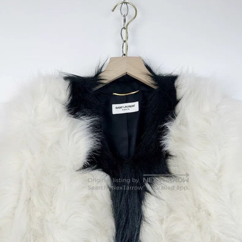Saint Laurent Paris Saint Laurent Paris White and Black Trim Faux Fur Jacket Size S / US 4 / IT 40 - 3 Thumbnail