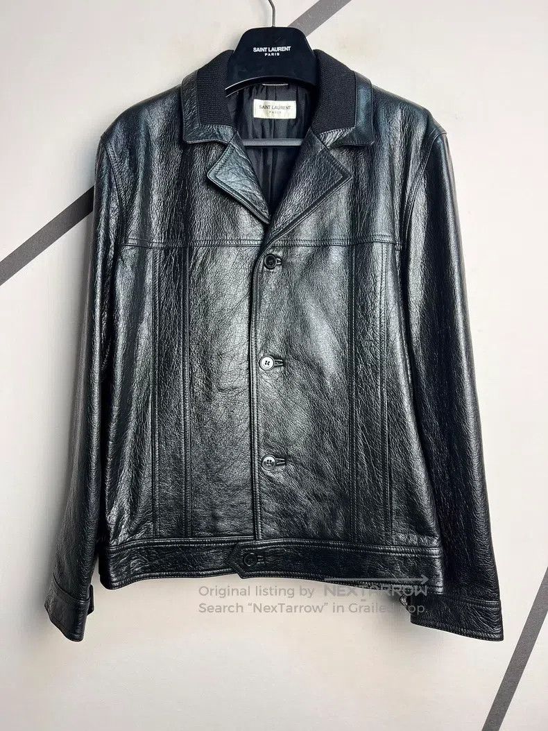 Saint Laurent Paris Saint Laurent Paris Wool Collar Lamb Leather Jacket with L Size US L / EU 52-54 / 3 - 1 Thumbnail