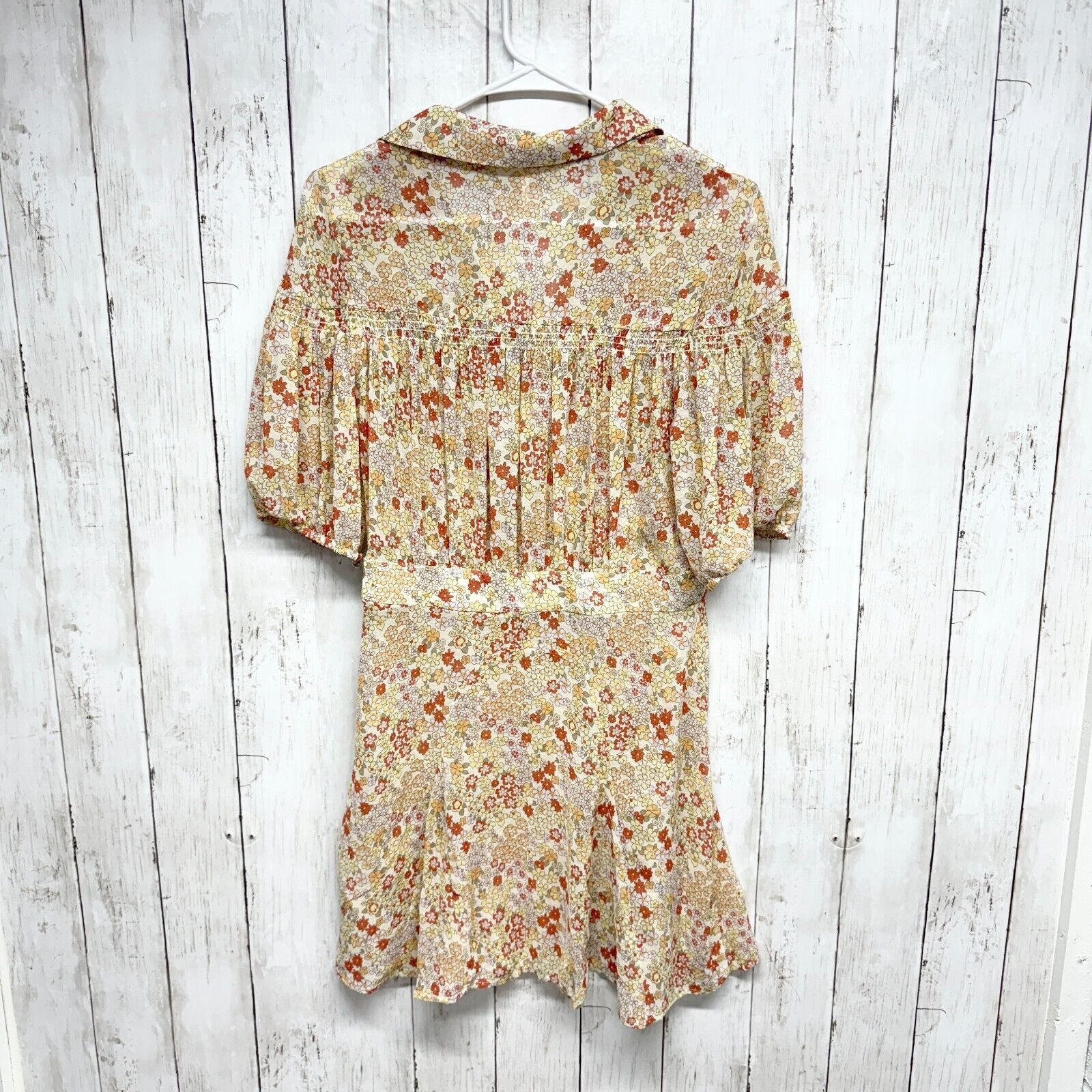 Free People Free People Dress S Bonnie Mini Tea Combo Puff Sleeve Button Size S / US 4 / IT 40 - 6 Thumbnail
