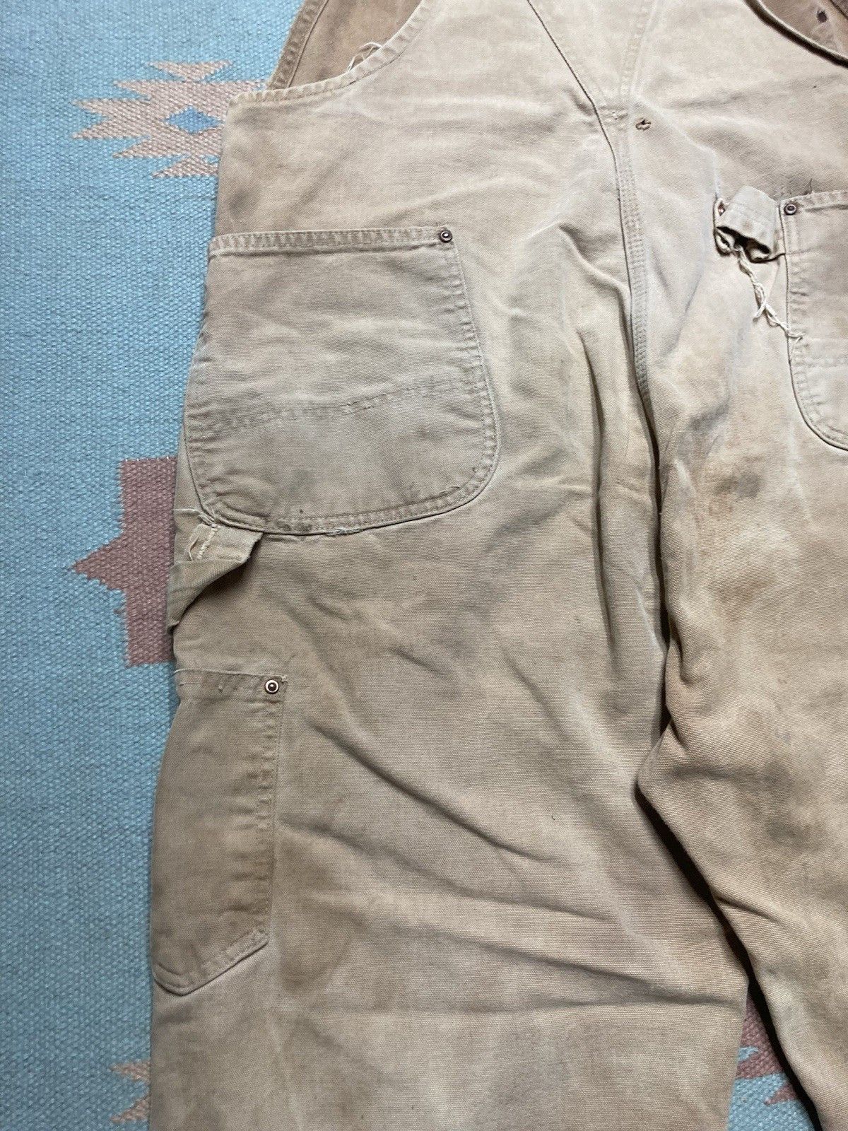 Vintage 1960s 70s carhartt overalls double knee canvas Big C 40x27 Size US 40 / EU 56 - 15 Thumbnail