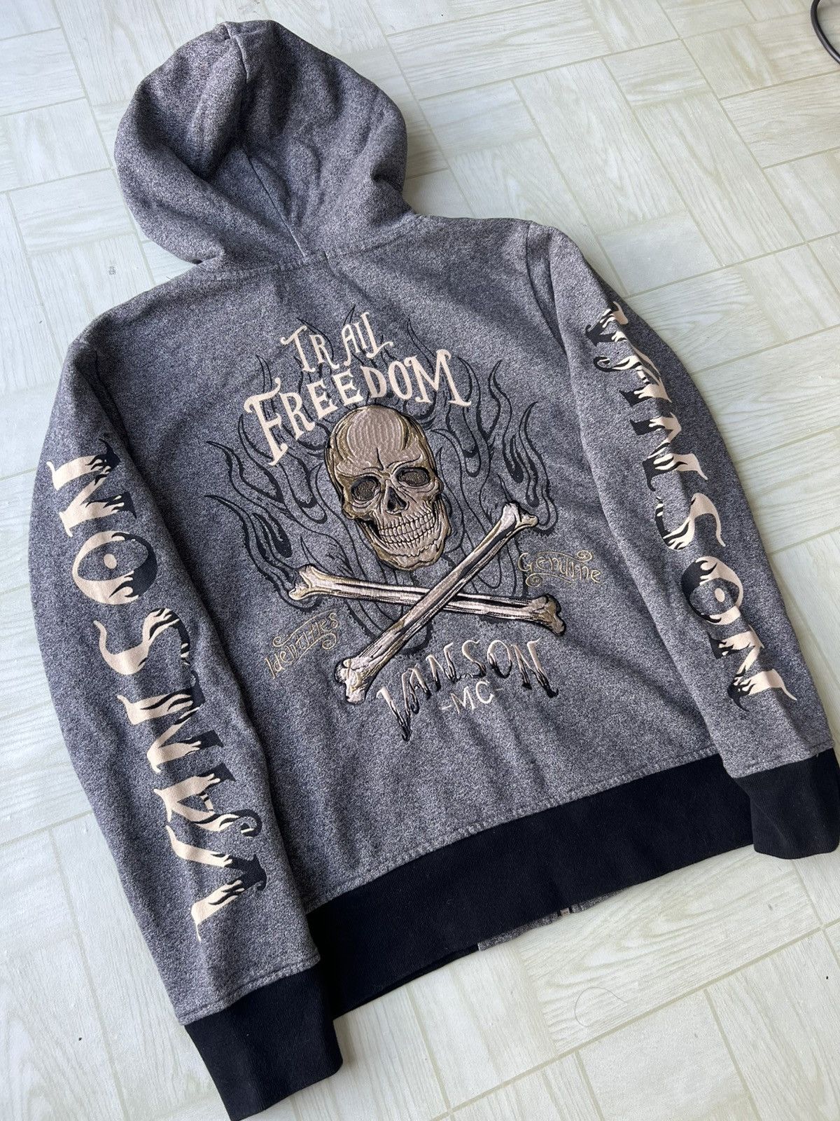 Mastermind Japan × Vanson Leathers Vanson Leathers Skulls Flame Sleeve "Trails Freedom" Hoodie Size US M / EU 48-50 / 2 - 2 Thumbnail