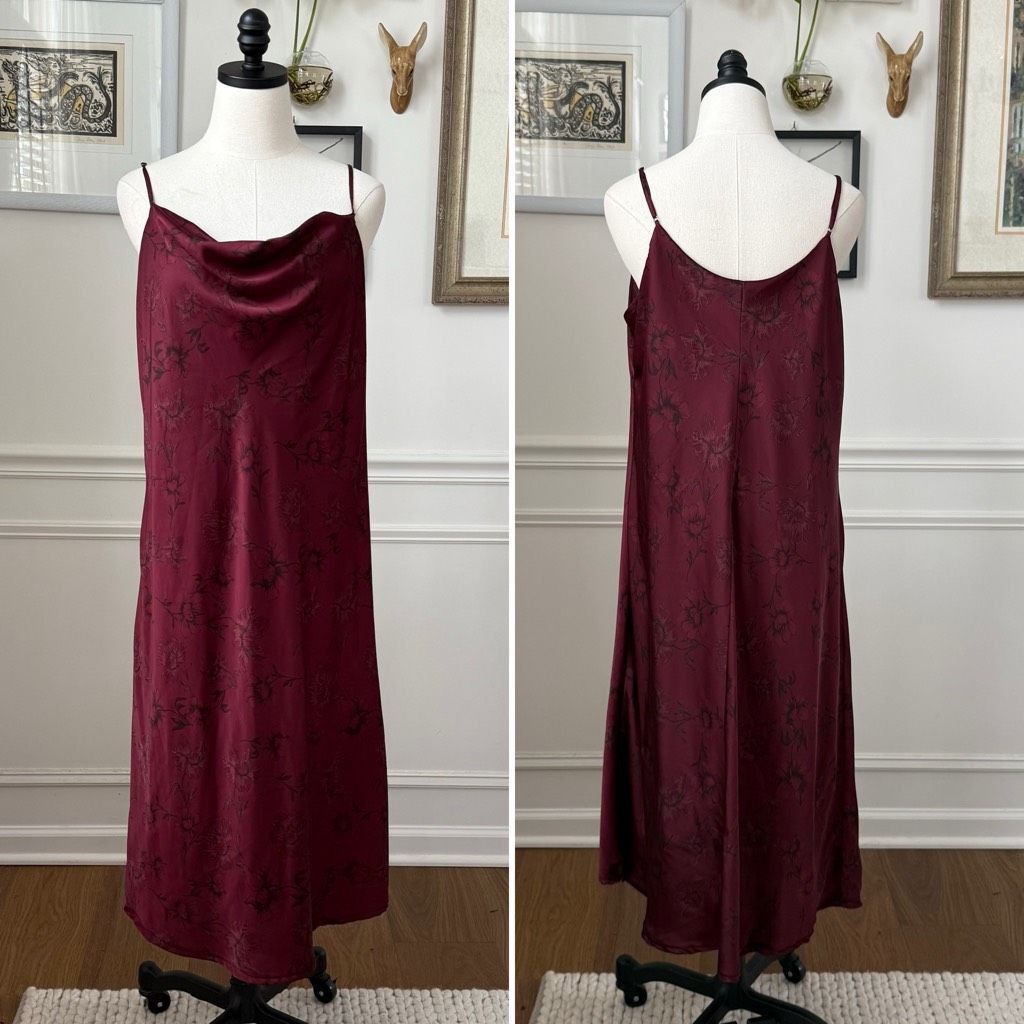 Calvin Klein Calvin Klein Zinfandel Satin Cowl Neck Slip Midi Dress 16 Size XXL / US 16-18 / IT 52-54 - 2 Thumbnail