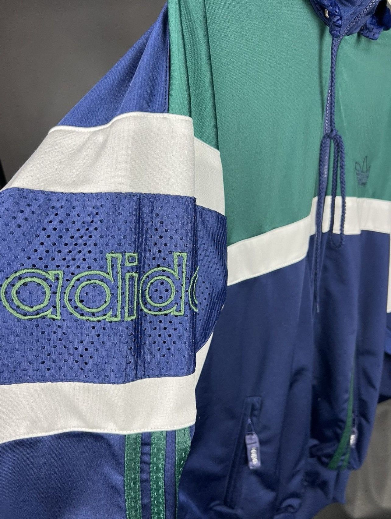 Adidas × Vintage Vintage 80s Adidas Jacket Tracksiut Navy Blue Jacket Size US L / EU 52-54 / 3 - 4 Thumbnail
