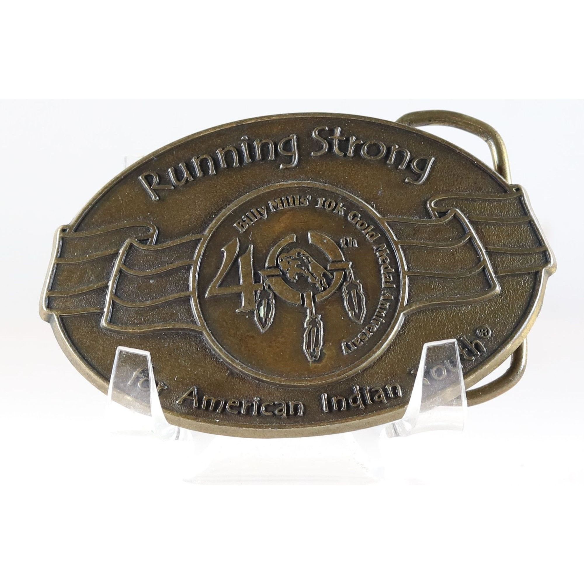 Vintage Running Strong for American Indian Youth Belt Buckle Solid B Size ONE SIZE - 1 Thumbnail