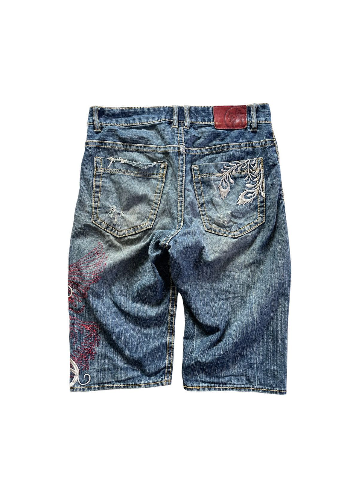Japanese Brand 🇯🇵Sukajan Jeans Eagle Embroidered Denim Shorts Size US 32 / EU 48 - 2 Thumbnail