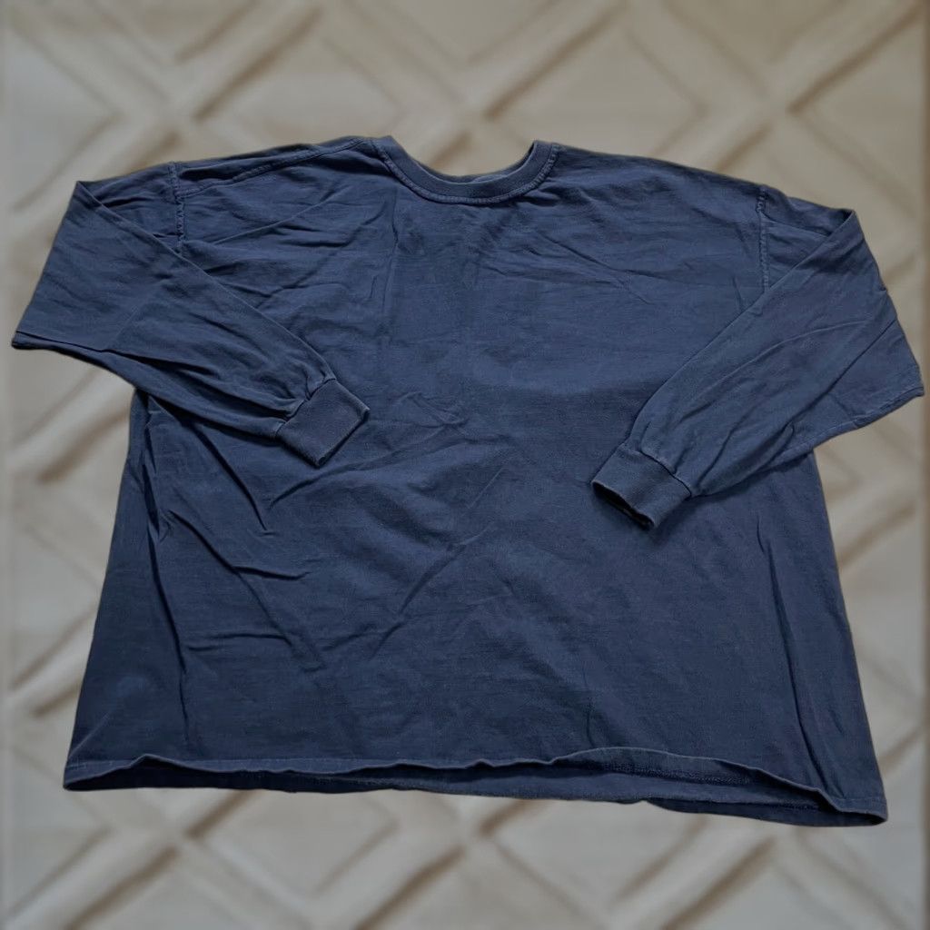 Vintage Unbranded Basic Tee T-Shirt Mens 2XL Navy Blue Heavyweight Long Sleeve Cotton Size US XXL / EU 58 / 5 - 1 Thumbnail