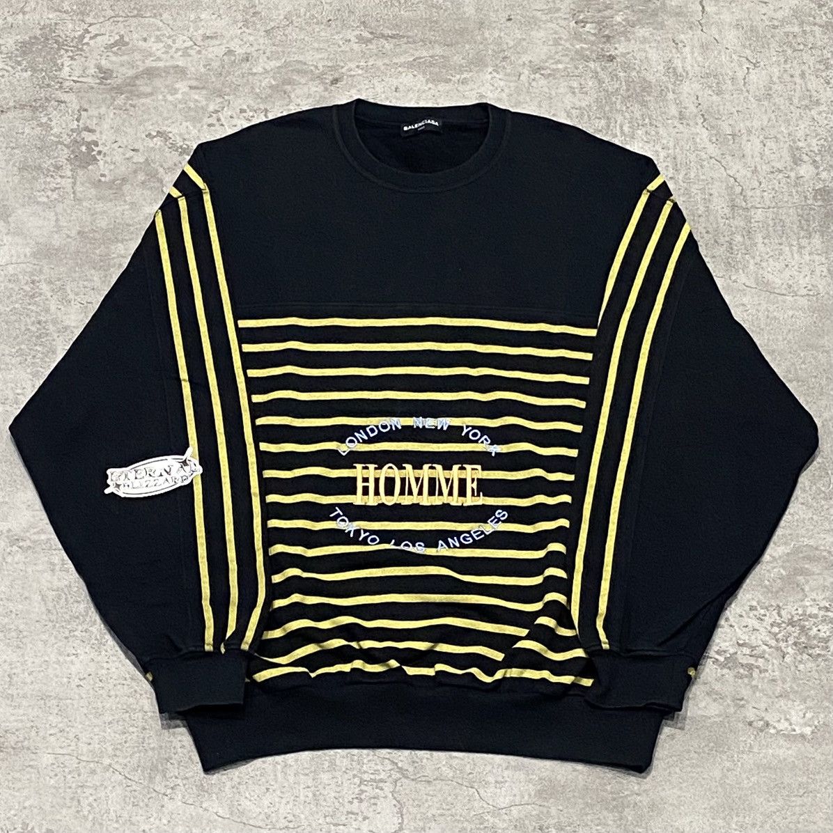 Balenciaga Striped Homme Cities Black Crewneck