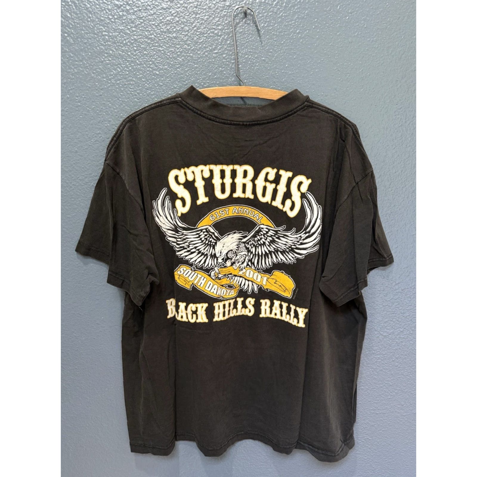 Vintage VINTAGE Sturgis Motorcycle T-Shirt XL Black Men Distressed 2001 Bike Week Biker Tee Men XXL? Size US XL / EU 56 / 4 - 5 Thumbnail