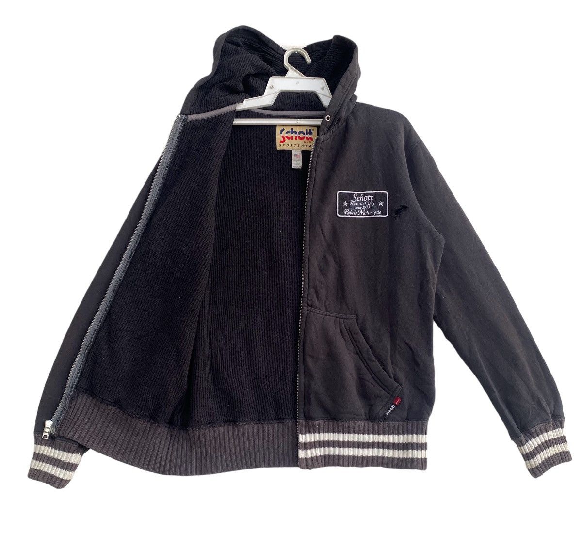 Schott × Vintage Vtg 90s Schott bros patch logo thermal cotton lined jacket Size US M / EU 48-50 / 2 - 6 Thumbnail
