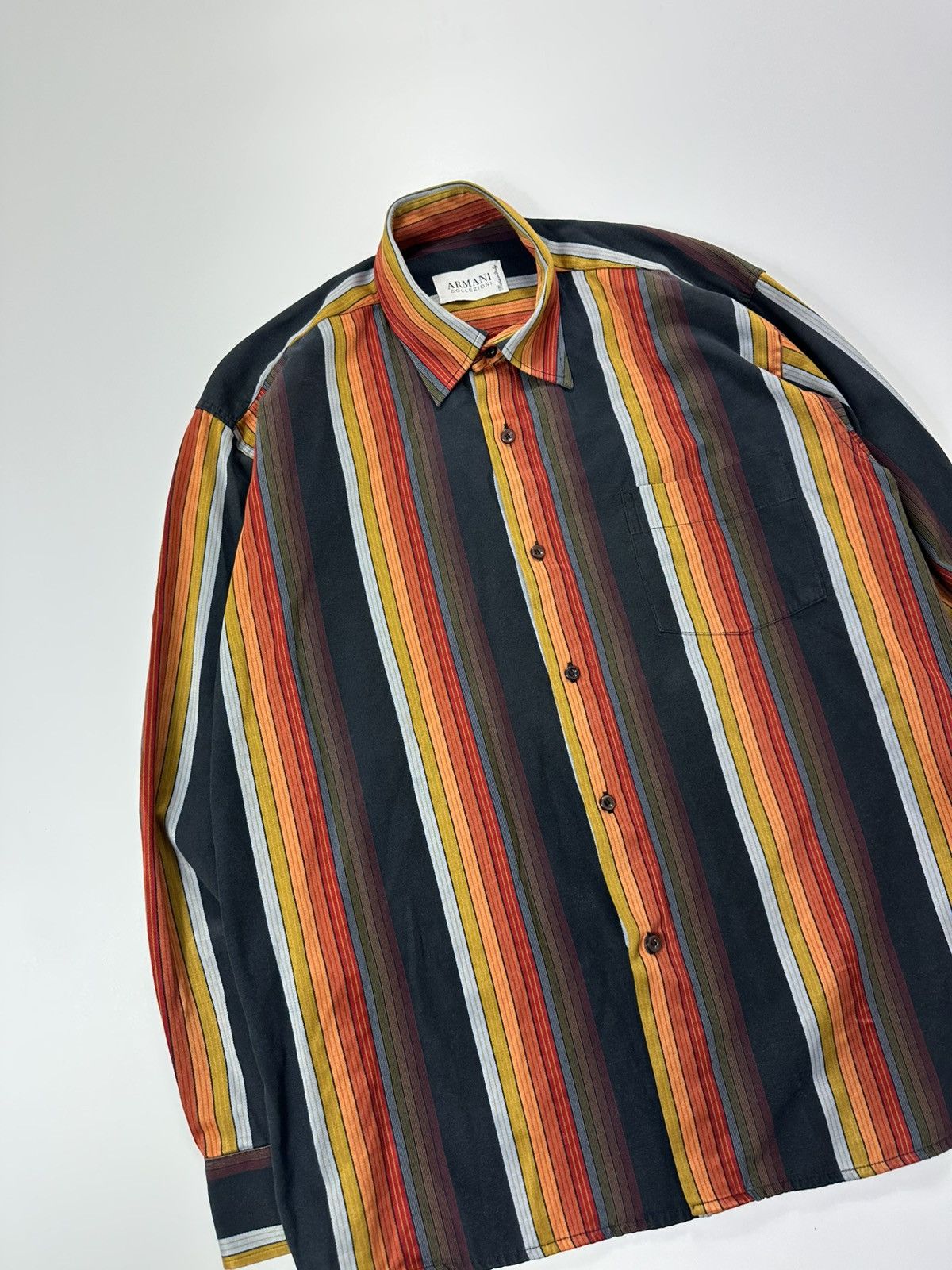 Armani Collezioni Armani Collezioni Stripped Luxury Dress Shirt Size US L / EU 52-54 / 3 - 5 Thumbnail