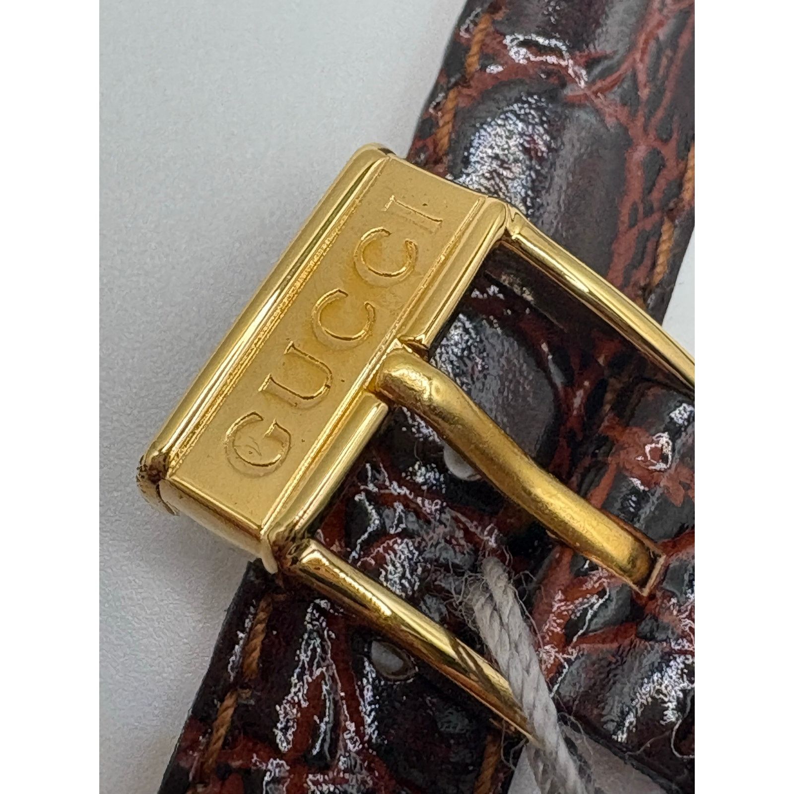 Gucci NOS Vintage Gucci 13mm Brown Croco Leather Watch Strap Size ONE SIZE - 6 Thumbnail