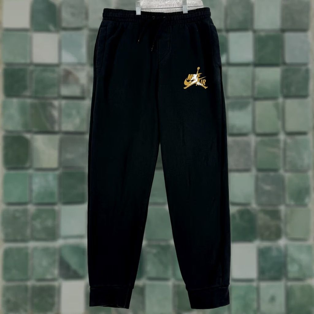 Nike Nike Air Jordan Jumpman Fleece Jogger Pants Mens Small Black Drawstring Athletic Size US 29 - 1 Thumbnail