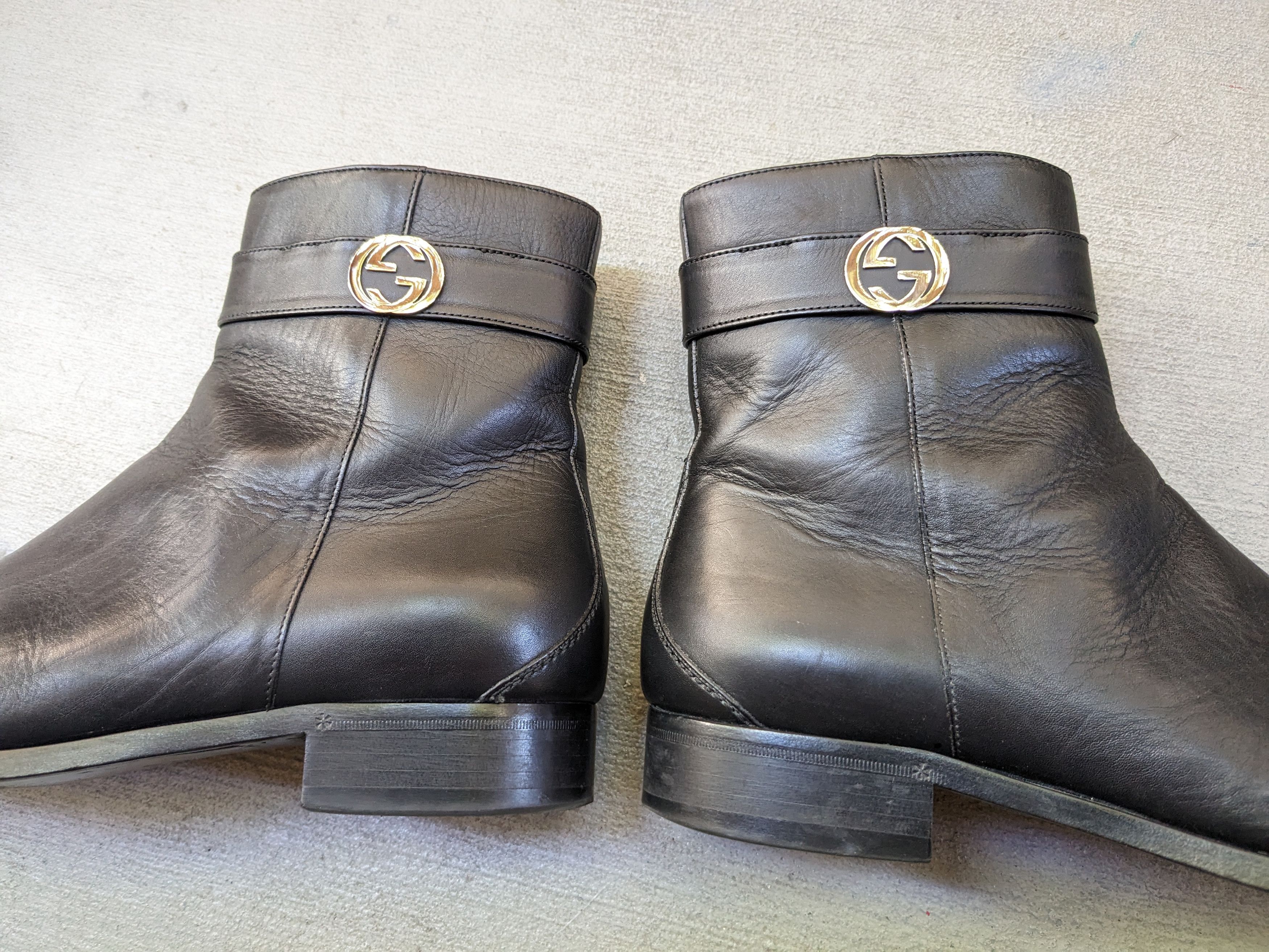 Gucci Gucci Side Zip Boots Black 12 D Leather GG Logo Chelsea Size US 12 / EU 45 - 7 Thumbnail