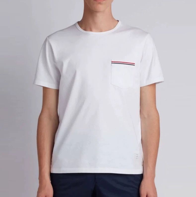 Thom Browne Thom browne White pocket striped short sleeves 2504-Nextarr Size US XXL / EU 58 / 5 - 7 Thumbnail