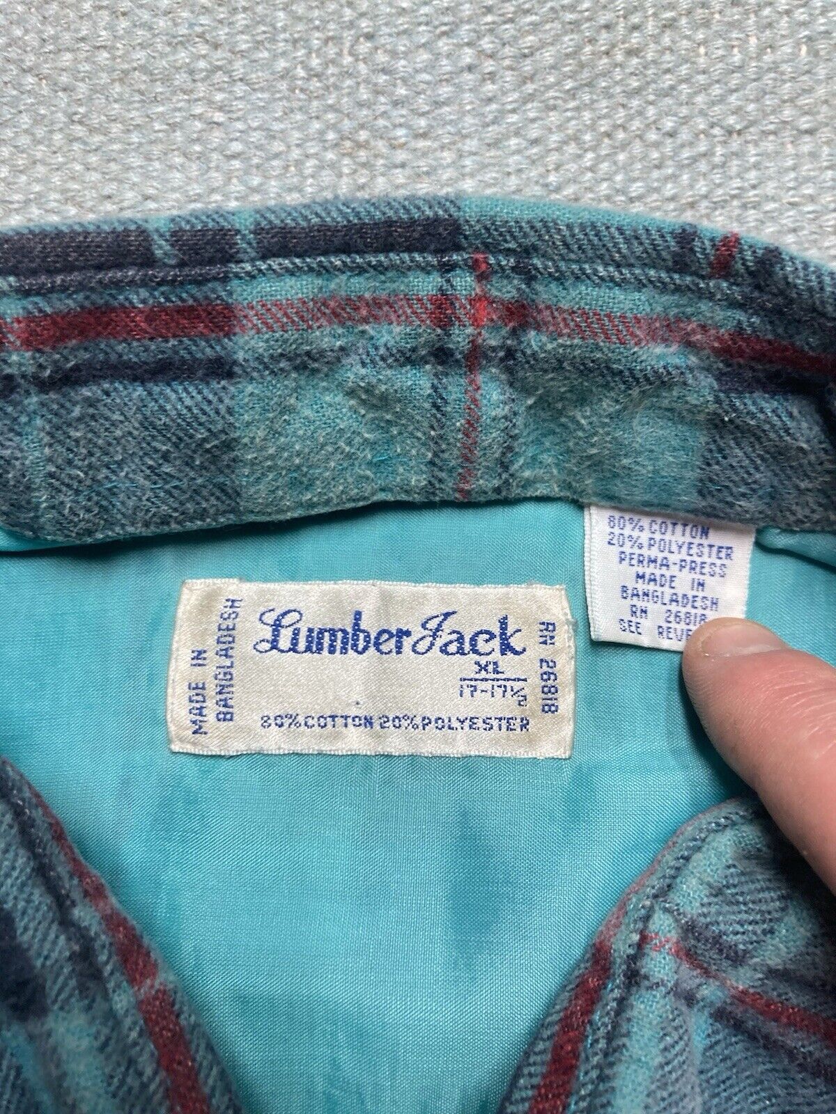 Lumberjack × Vintage VTG 80s flannel shirt plaid soft brushed cotton blend XL Size US XL / EU 56 / 4 - 3 Thumbnail