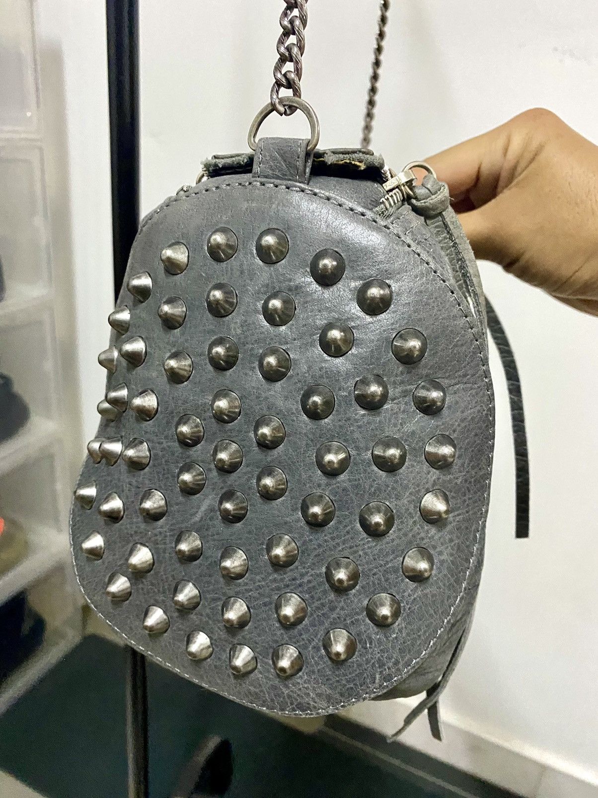 Japanese Brand Cassandra Fully Leather Punk Studded Chain Sling bag Size ONE SIZE - 5 Thumbnail
