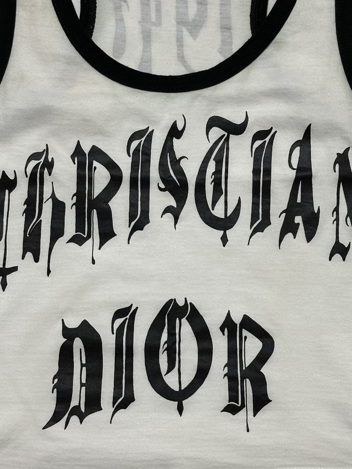 Dior CHRISTIAN DIOR Spring Summer 2002 Gothic Logo Tank Top Size S / US 4 / IT 40 - 3 Thumbnail