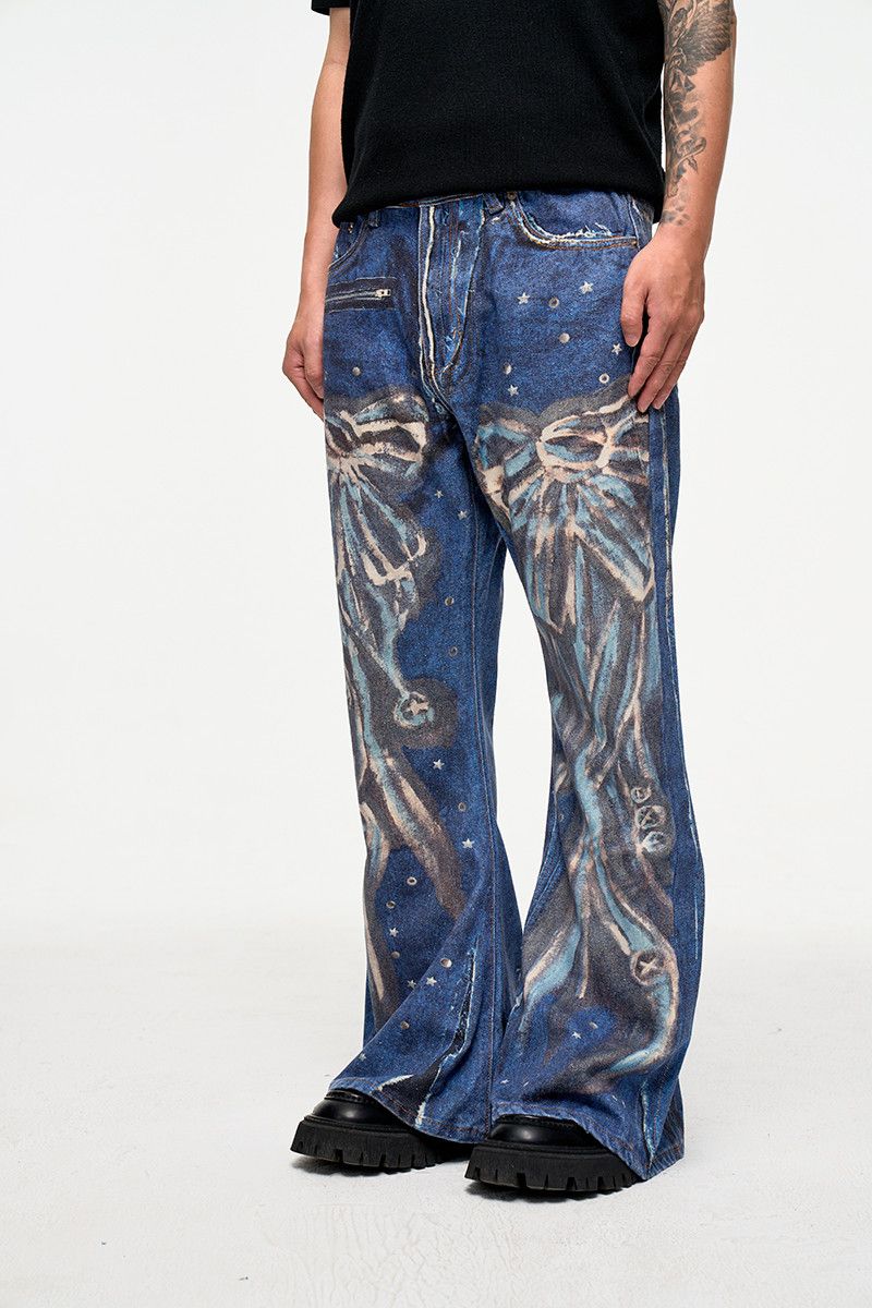 Japanese Brand × Jean Hand Painted Printed 3D Jeans Wide Leg Size US 36 / EU 52 - 1 Thumbnail