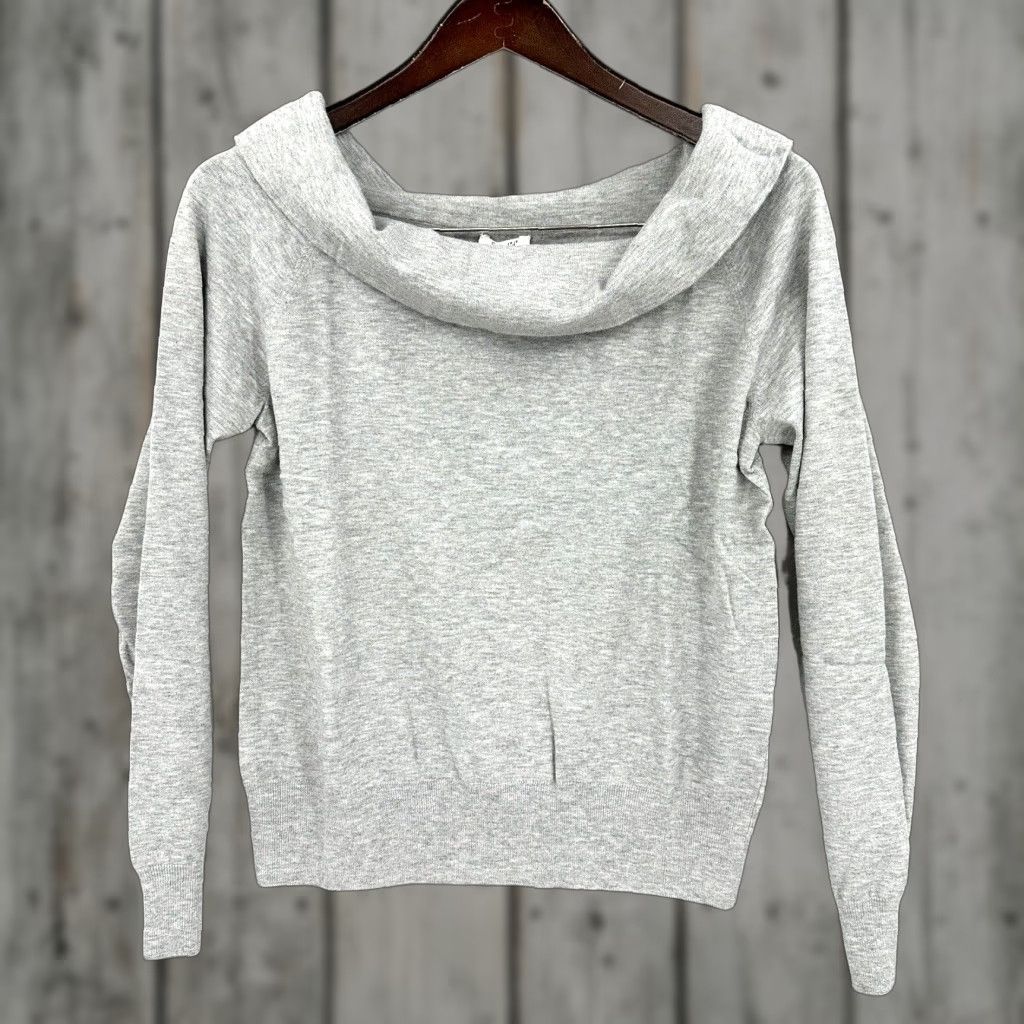 Splendid Splendid Women's Off the Shoulder Sweater, Large, Gray, Knit, Casual Blouse, Quiet Luxury, Long Sleeve Size L / US 10 / IT 46 - 1 Thumbnail