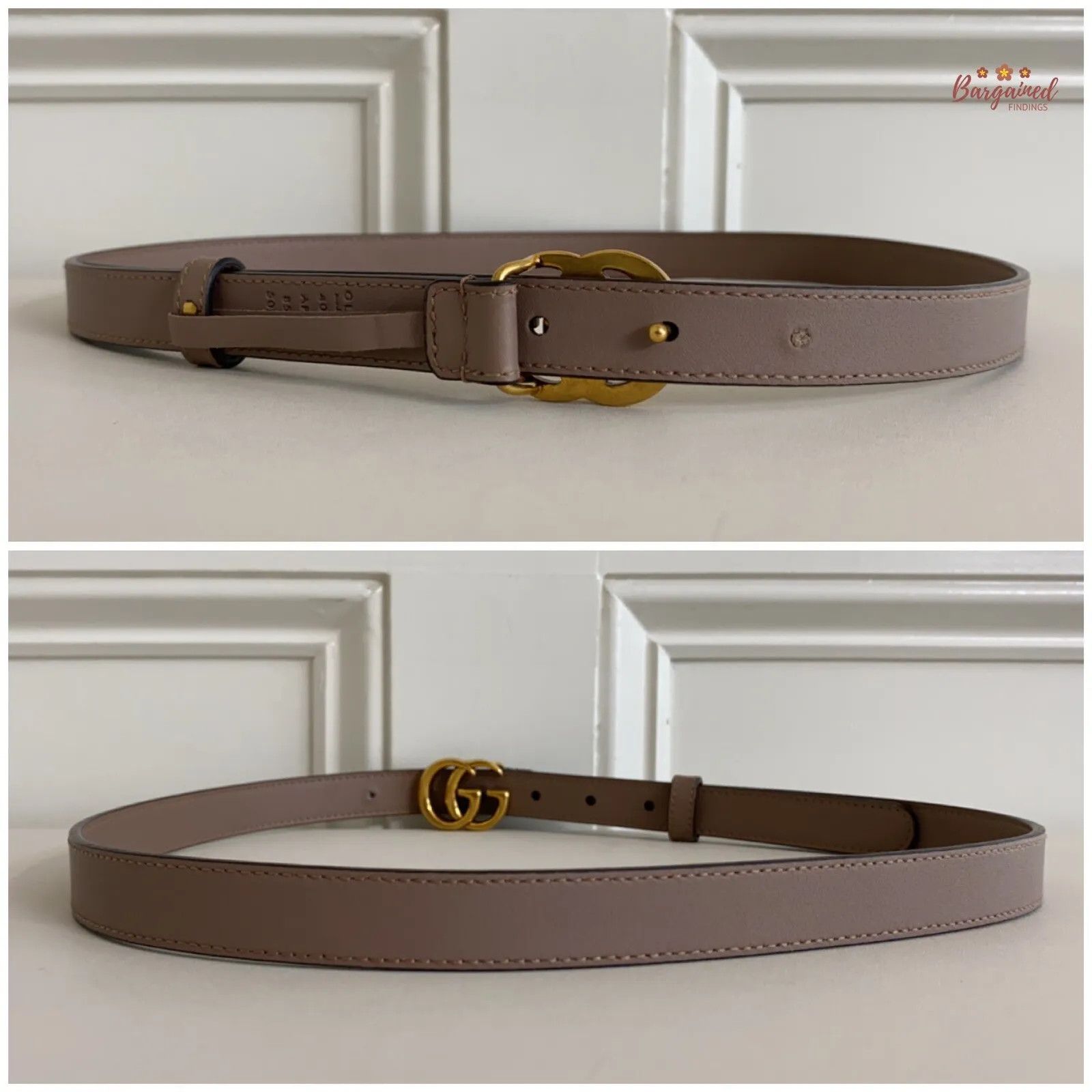 Gucci Gucci Porcelain Rose Calfskin Leather Double G Buckle Belt Size 30 - 2 Thumbnail
