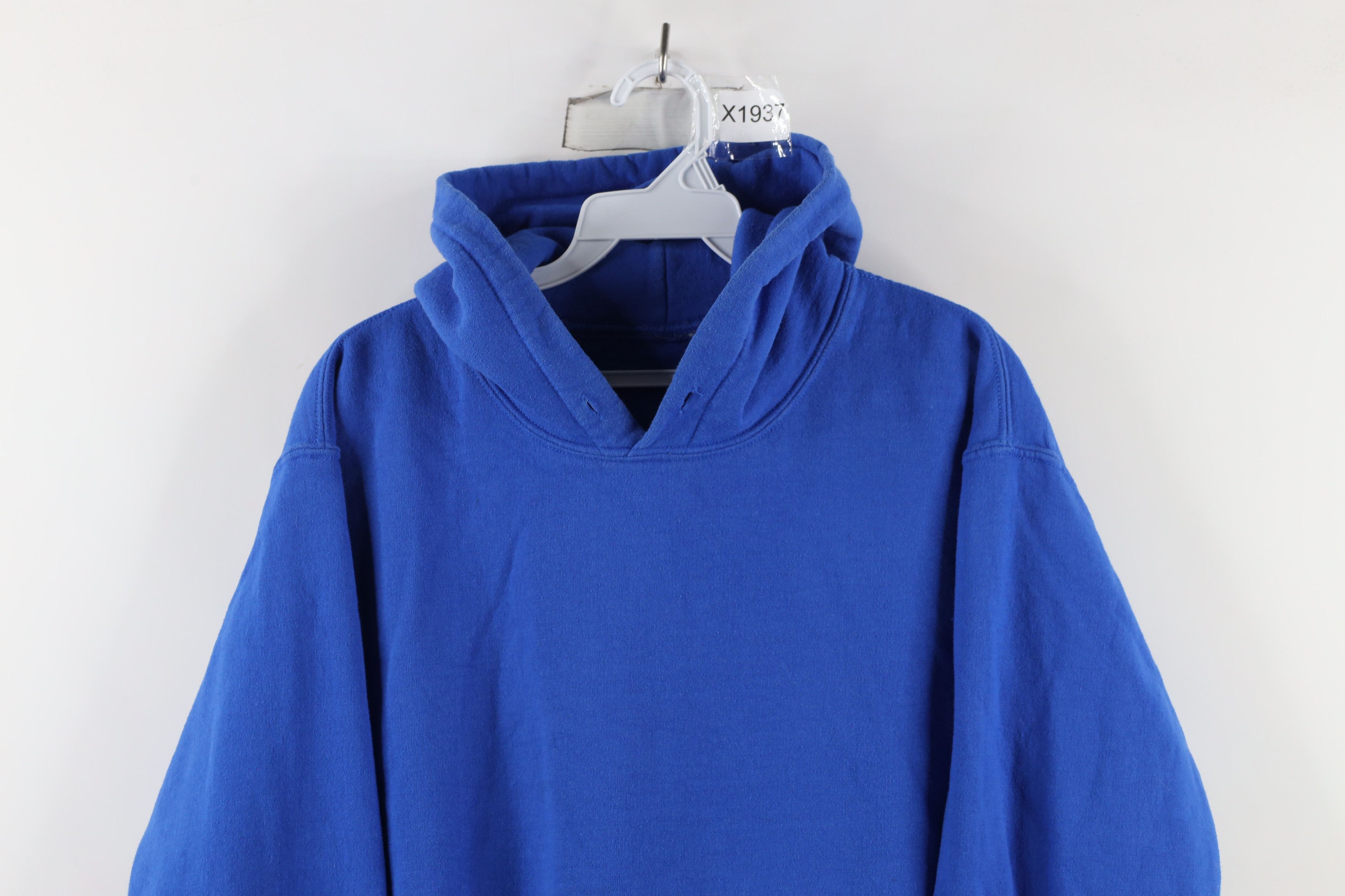 Vintage Vintage 90s Streetwear Blank Hoodie Sweatshirt Royal Blue Size US S / EU 44-46 / 1 - 2 Thumbnail