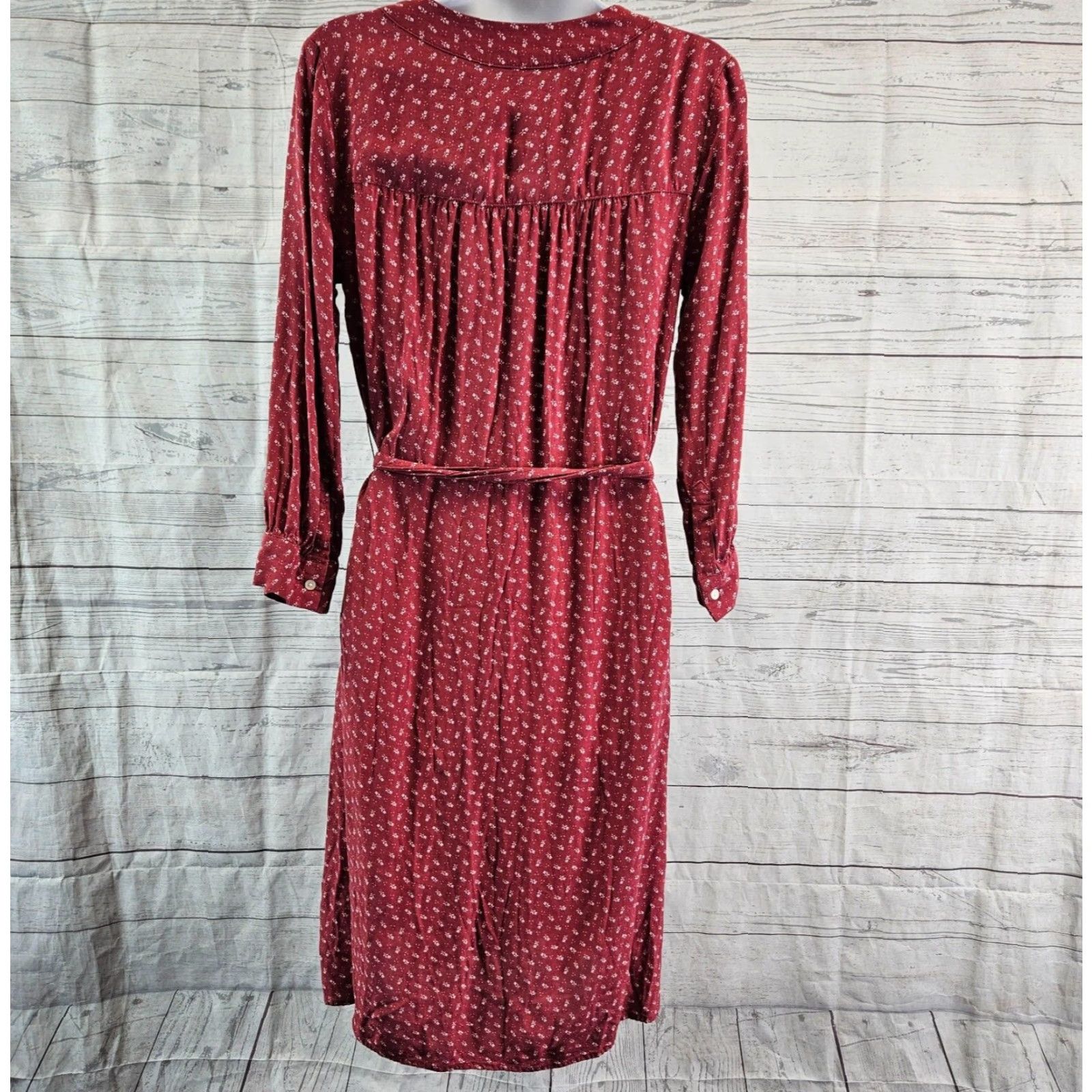 Gap Gap Womens Dress Shirt Dress 4 Floral Button Front 3/4 Sleeve Belted V-Neck Multicolor Midi Regular Womens Size S / US 4 / IT 40 - 4 Thumbnail