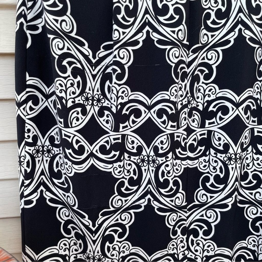 MAGGY LONDON Maggie London Black/White Scroll Print Dress Size 14 Size XL / US 12-14 / IT 48-50 - 3 Thumbnail