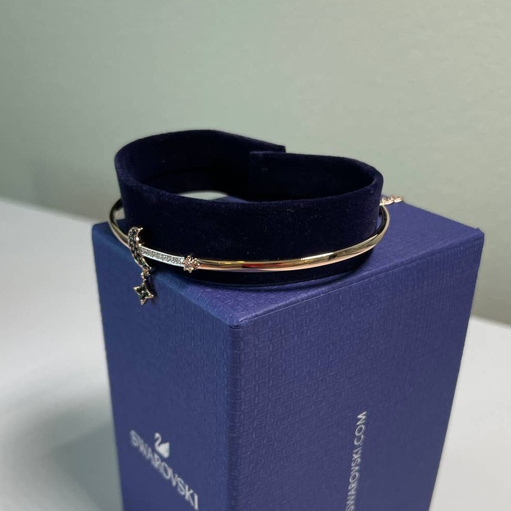 Swarovski Swarovski Crystal Duo Moon Black Rose Gold-Tone Bangle Size ONE SIZE - 6 Thumbnail