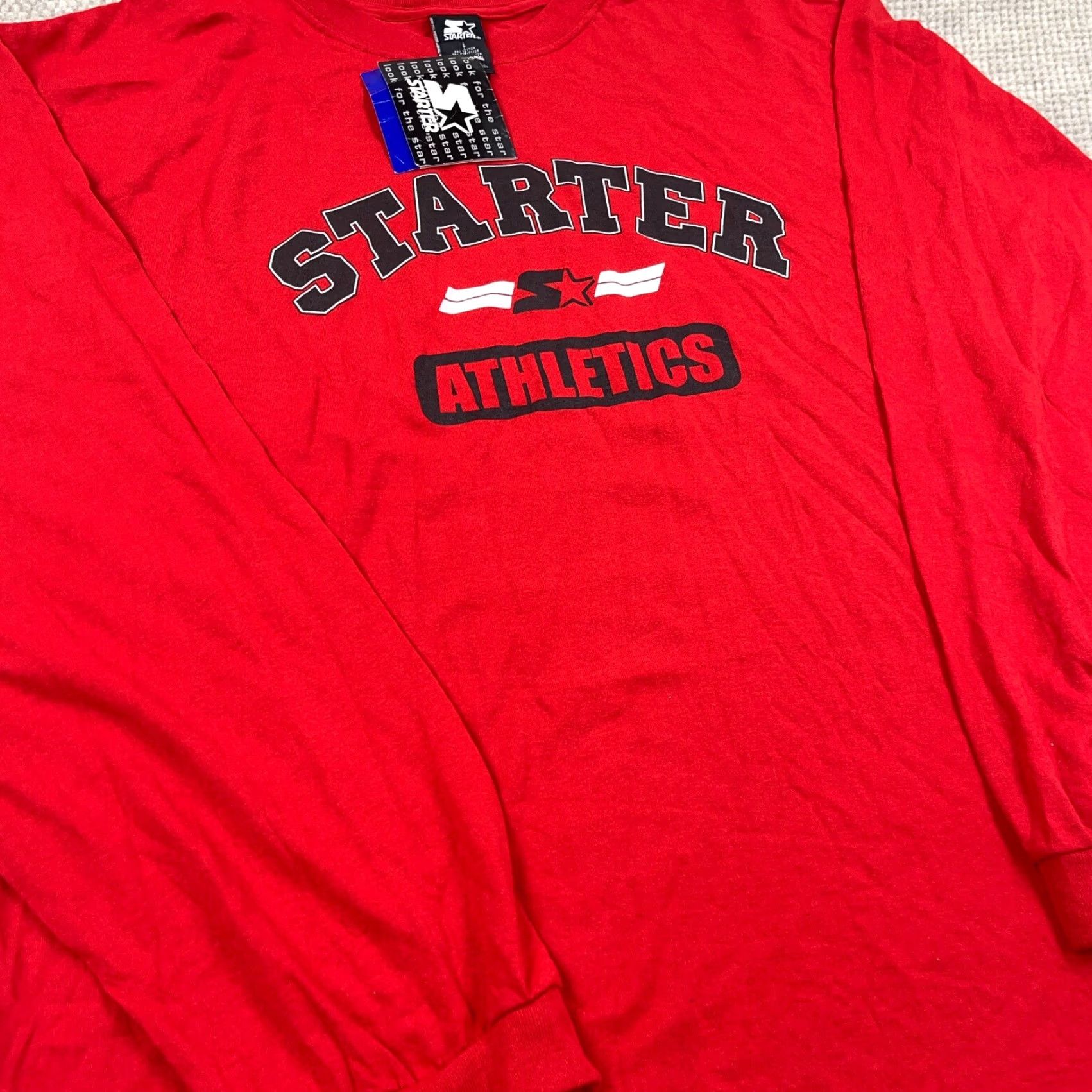 Starter VINTAGE Starter Shirt Men L Red Tee Long Sleeve Spell Out Y2K 2000s Skate Logo Retro 90s USA Mens Size US L / EU 52-54 / 3 - 4 Thumbnail